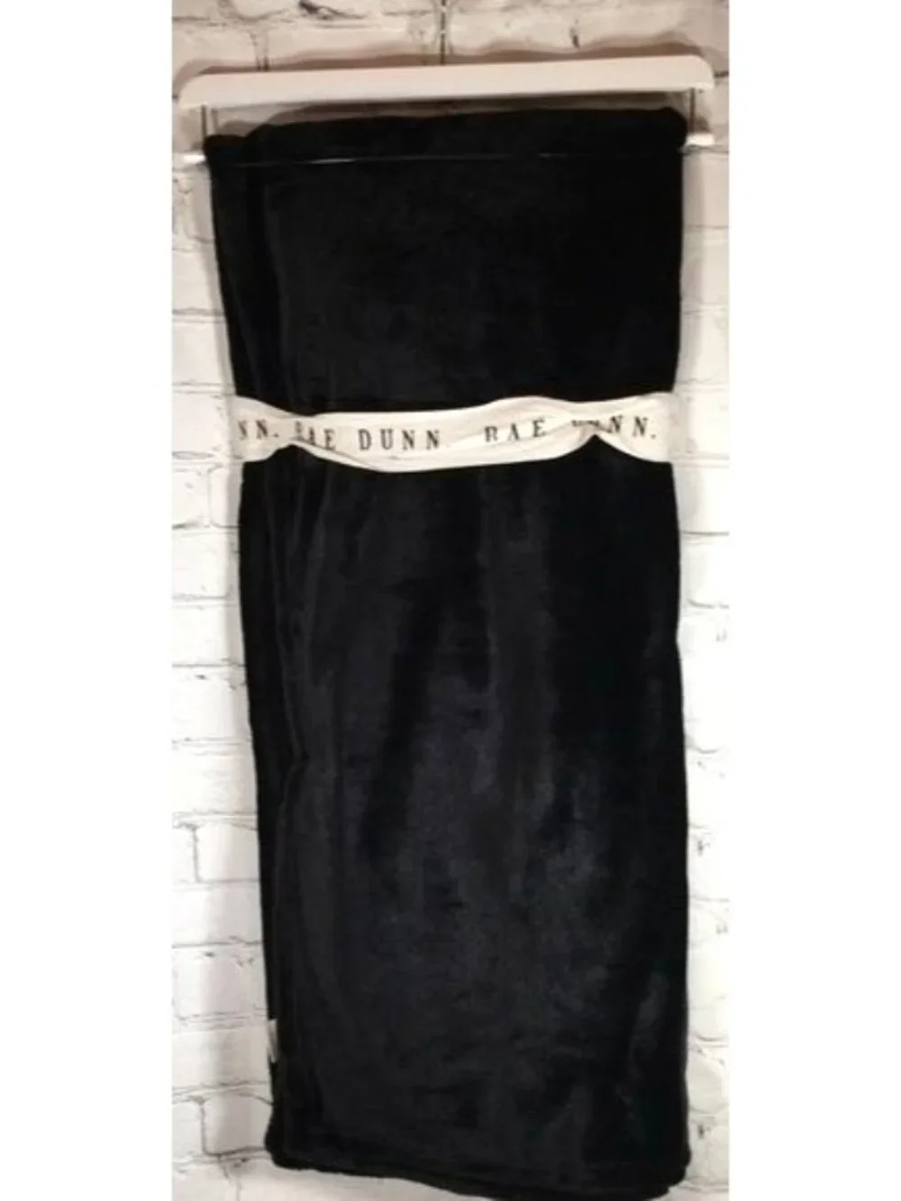 Rae Dunn Black Plush BOO Throw 50” x 60”